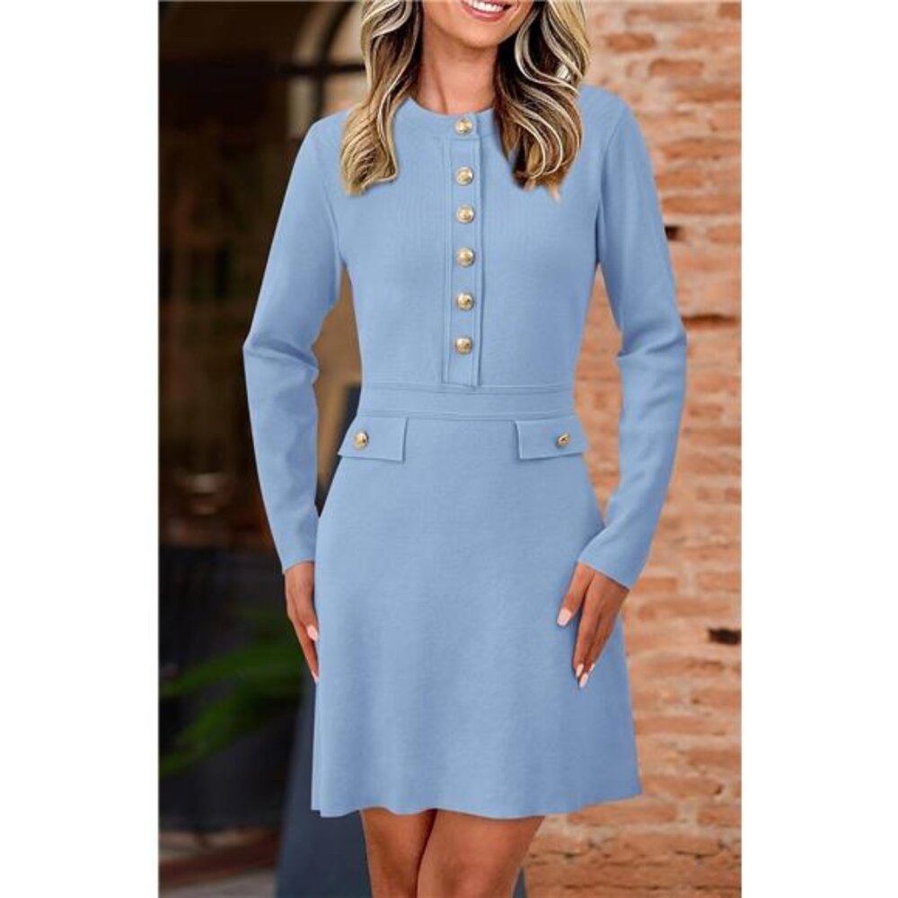Women Casual Long Sleeve Bodycon Sweater Dress - Picture 3 of 7